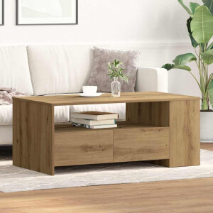 vidaXL Salontafel Artisan Eiken 102 x 55 x 43,5 cm Bewerkt hout
