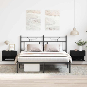 vidaXL Nachtkastje 2 pcs Zwart Eiken 46 x 30 x 30 cm Bewerkt hout