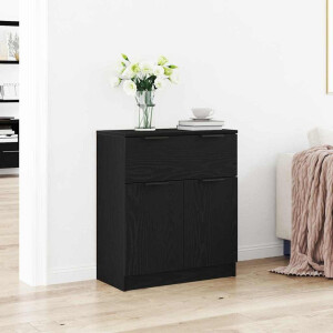 vidaXL Dressoir met lade Zwart Eiken 60 x 30 x 70 cm Bewerkt hout