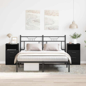 vidaXL Nachtkastje 2 pcs Zwart Eiken 40 x 35 x 65 cm Bewerkt hout