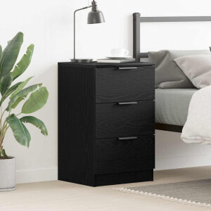 vidaXL Nachtkastje met lade Zwart Eiken 40 x 65 x 65 cm Bewerkt hout