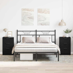vidaXL Nachtkastje 2 pcs Zwart Eiken 40 x 65 x 65 cm Bewerkt hout