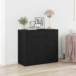 vidaXL Dressoir met lade Zwart Eiken 80 x 33 x 70 cm Bewerkt hout