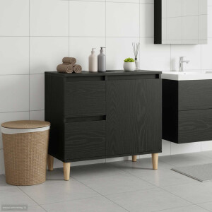 vidaXL Badkamer Kast met lade Zwart Eiken 65 x 33 x 60 cm Bewerkt hout