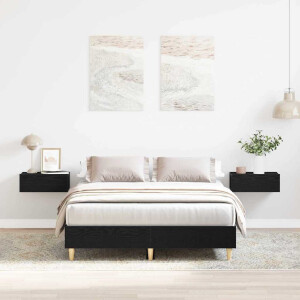 vidaXL Bedframe Zwart Eiken 193 x 123 x 25 cm Bewerkt hout