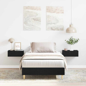 vidaXL Bedframe Zwart Eiken 193 x 93 x 25 cm Bewerkt hout