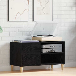 vidaXL Platenkast Zwart eiken 84,5 x 38 x 48 cm Bewerkt hout