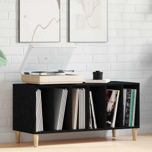 vidaXL Platenkast met plank Zwart Eiken 100 x 38 x 48 cm Bewerkt hout