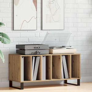 vidaXL Platenkast met plank artisanaal eikenkleurig 100 x 38 x 48 cm