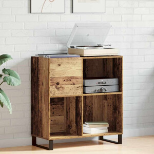 vidaXL Platenkast met plank Oud hout 85 x 38 x 89 cm Bewerkt hout