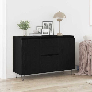 vidaXL Dressoir met lade Zwart Eiken 101,5 x 35 x 70 cm Bewerkt hout