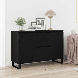vidaXL Dressoir met lade Zwart Eiken 101,5 x 35 x 70 cm Bewerkt hout