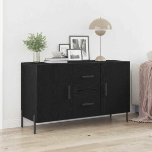 vidaXL Dressoir met lade Zwart Eiken 100 x 36 x 60 cm Bewerkt hout