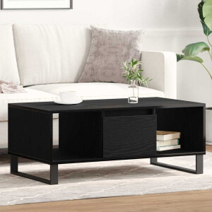 vidaXL Salontafel met lade Zwart Eiken 90 x 50 x 36,5 cm Bewerkt hout