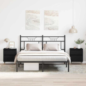 vidaXL Nachtkastje 2 pcs Zwart Eiken 40 x 35 x 50 cm Bewerkt hout