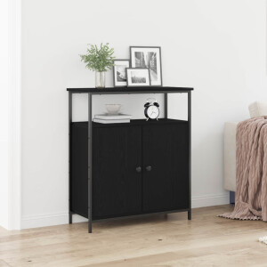 vidaXL Dressoir Zwart Eiken 70 x 30 x 80 cm Bewerkt hout