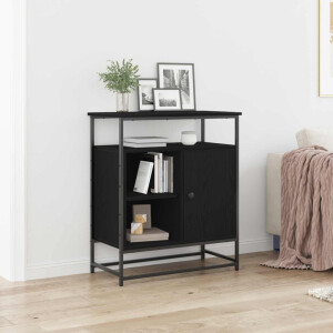 vidaXL Dressoir Zwart Eiken 69 x 35 x 80 cm Bewerkt hout