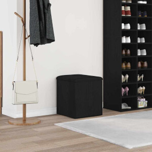 vidaXL Opslagbank met opslag Zwart Eiken 42 x 42 x 45 cm Bewerkt hout