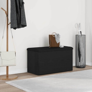 vidaXL Opslagbank met opslag Zwart Eiken 82 x 42 x 45 cm Bewerkt hout