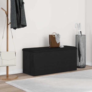 vidaXL Opslagbank met opslag Zwart eiken 102 x 42 x 45 cm Bewerkt hout
