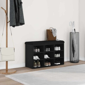 vidaXL Schoenenbank met plank Zwart 82 x 32 x 50 cm Bewerkt hout