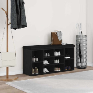 vidaXL Schoenenbank Zwart Eiken 102 x 32 x 50 cm Bewerkt hout