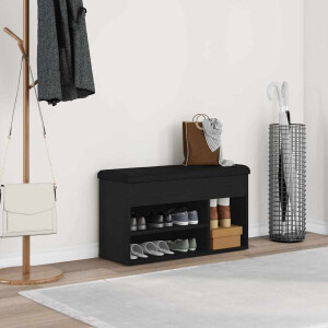 vidaXL Schoenenbank met plank Zwart 80 x 30 x 45 cm Bewerkt hout