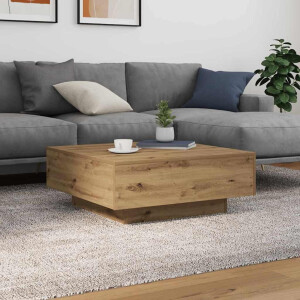 vidaXL Salontafel Artisan Eiken 80 x 80 x 31 cm Bewerkt hout