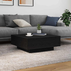 vidaXL Salontafel Zwart Eiken 80 x 80 x 31 cm Bewerkt hout