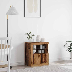 vidaXL LED Sideboard Bruin 60,5 x 37 x 67 cm Bewerkt hout