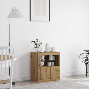 vidaXL LED Sideboard Bruin 60,5 x 37 x 67 cm Bewerkt hout