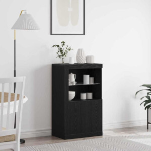 vidaXL LED Sideboard Zwart Eiken 60,5 x 37 x 100 cm Bewerkt hout