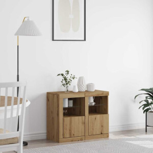 vidaXL LED Sideboard 2 pcs Artisan Eiken 41 x 37 x 67 cm Bewerkt hout