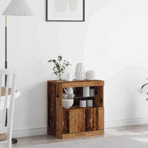 vidaXL LED Sideboard Bruin 60,5 x 37 x 67 cm Bewerkt hout