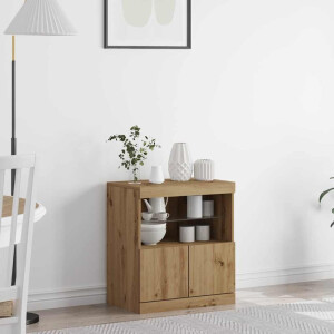 vidaXL LED Sideboard Bruin 60,5 x 37 x 67 cm Bewerkt hout