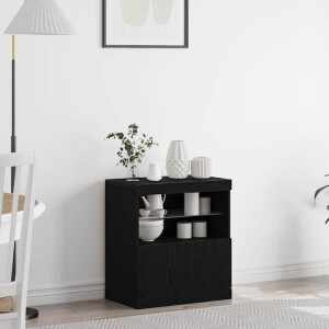 vidaXL LED Sideboard Zwart 60,5 x 37 x 67 cm Bewerkt hout