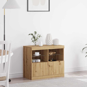 vidaXL LED Sideboard Bruin 81 x 37 x 66,5 cm Bewerkt hout