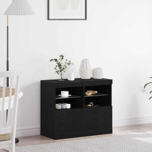vidaXL LED Sideboard Zwart 81 x 37 x 66,5 cm Bewerkt hout