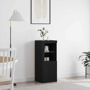vidaXL LED Sideboard Zwart Eiken 41 x 37 x 100 cm Bewerkt hout