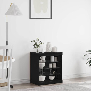 vidaXL LED Sideboard Zwart Eiken 60,5 x 37 x 67 cm Bewerkt hout