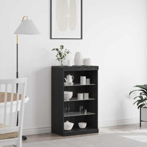 vidaXL LED Sideboard Zwart Eiken 60,5 x 37 x 100 cm Bewerkt hout