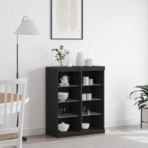 vidaXL LED Sideboard Zwart Eiken 41 x 37 x 100 cm Bewerkt hout