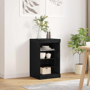 vidaXL LED Sideboard Zwart Eiken 41 x 37 x 67 cm Bewerkt hout