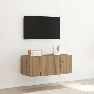 vidaXL TV Wandkast met LED Artisan Eiken 80 x 35 x 31 cm Bewerkt hout