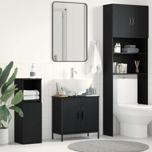 vidaXL Badkamer wastafelkast Zwart Eiken 60 x 30 x 60 cm Bewerkt hout