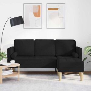 vidaXL Bankstel met kussen Zwart Polyester
