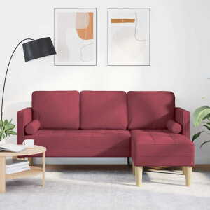 vidaXL Bankstel met kussen Wijnrood Polyester