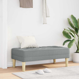 vidaXL Bank met kussen Lichtgrijs 113 x 57 x 39 cm Stof