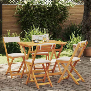 vidaXL Bistroset met kussen 5 pcs Olie naturel Massief Acaciahout