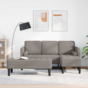 vidaXL Bankstel met kussen 2 pcs Taupe Polyester